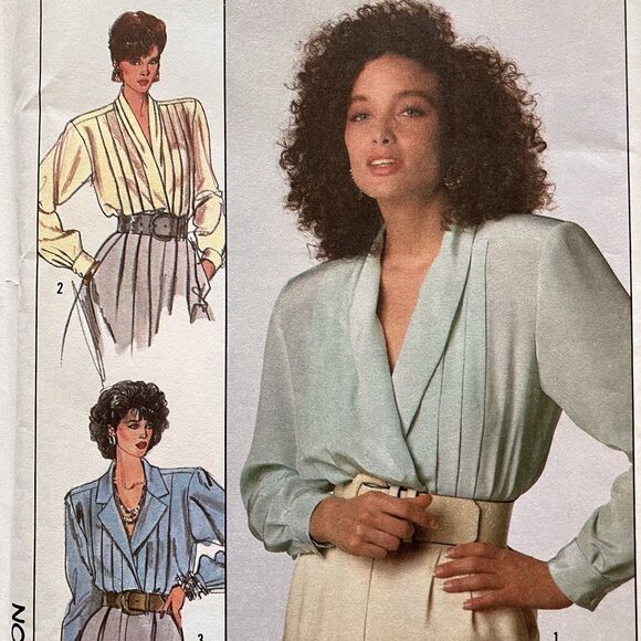 Vintage Simplicity Pattern 8852 1980s Misses' Double Breasted Blouse Sz 14 Uncut - Picture 3 of 7